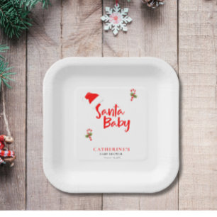 Santa Baby Winter Baby Shower Paper Plate