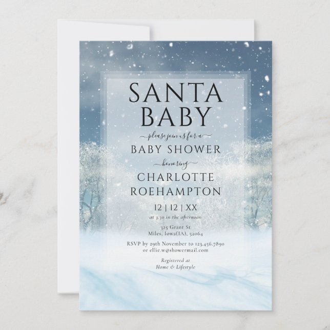 Santa Baby Winter Christmas Baby Shower Invitation (Front)