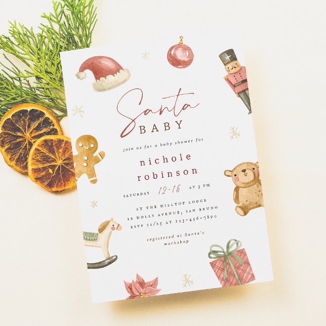 Santa Baby Winter Christmas Baby Shower Invitation (Creator Uploaded)