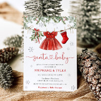 Santa Baby Winter Christmas Baby Shower Invitation