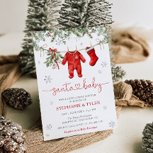 Santa Baby Winter Christmas Baby Shower Invitation