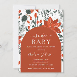 Santa Baby Winter Christmas Theme Baby Shower Invitation