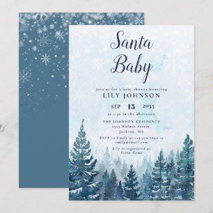 Santa Baby Winter Forest Baby Shower Invitation