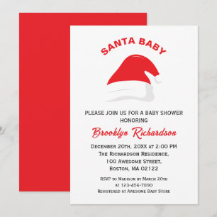 Santa Baby Winter Hat Gender Neutral Baby Shower Invitation