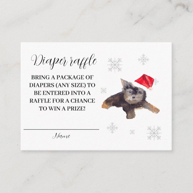 Santa Baby Winter Red Diaper Raffle Baby Shower Enclosure Card (Front)