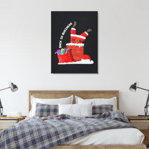 Santa Back in Business — Funny Christmas Chimney Canvas Print