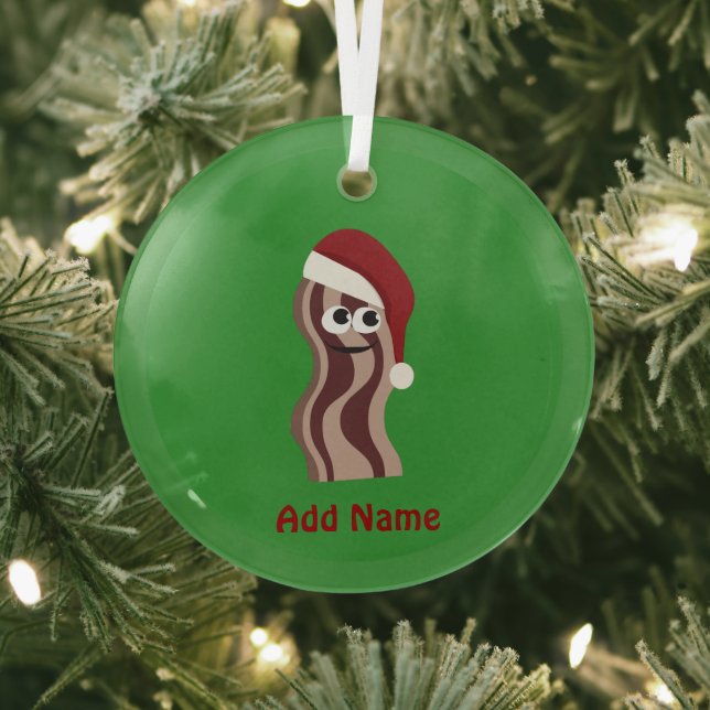 Santa Bacon Glass Tree Decoration (Insitu)