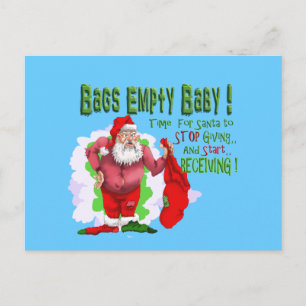 santa bags empty funny christmas cartoon holiday postcard