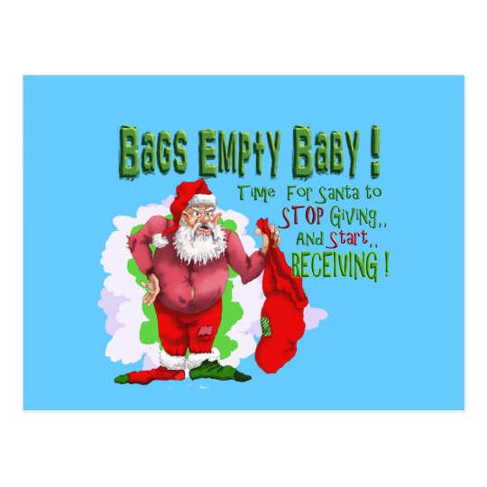 santa bags empty funny christmas cartoon postcard