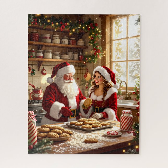 Santa Baking Christmas Cookies Jigsaw Puzzle (Vertical)