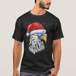 Santa Bald Eagle Men USA Flag Christmas Patriotic T-Shirt