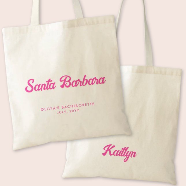 Santa Barbara Bachelorette Party Personalised Tote (Santa Barbara Bachelorette Party Tote Bag)