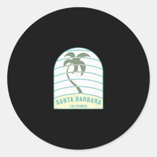 Santa Barbara Beach California Palm Tree Ca Vacati Classic Round Sticker