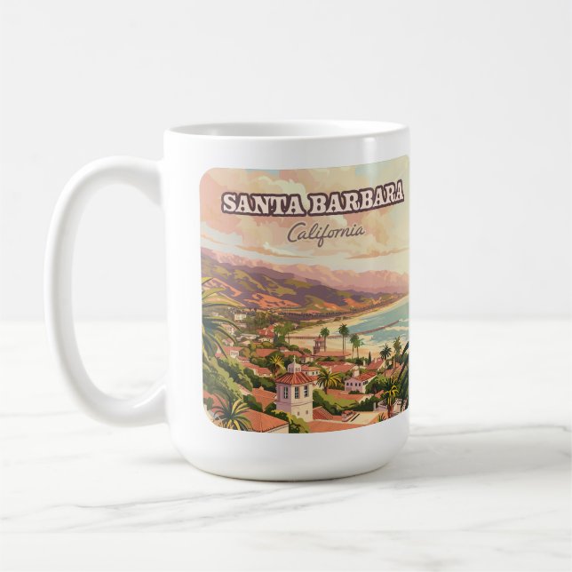 Santa Barbara Beach Central Coast California Retro Coffee Mug (Left)