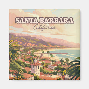 Santa Barbara Beach Central Coast California Retro Magnet