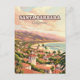 Santa Barbara Beach Central Coast California Retro Postcard
