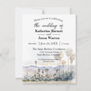 Santa Barbara Beach Watercolor Wedding Invitation