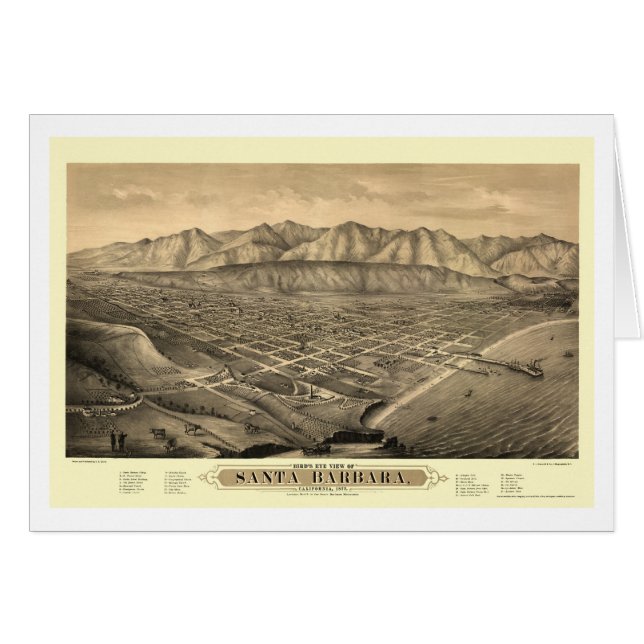 Santa Barbara, CA Panoramic Map - 1877 (Front Horizontal)
