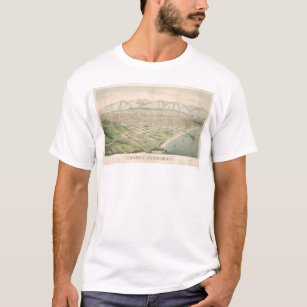 Santa Barbara, CA. Panoramic Map 1877 (1581A) T-Shirt