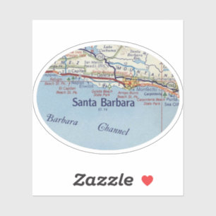 Santa Barbara CA Vintage Road Map