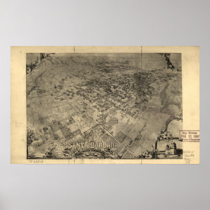 Santa Barbara California 1896 Panoramic Map Poster