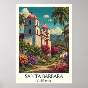 Santa Barbara California Art Print   Spanish Charm