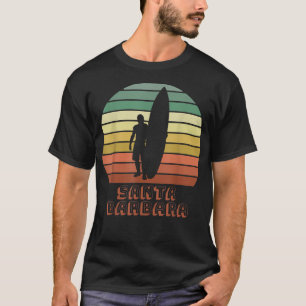 Santa Barbara California Beach Surfer Retro Sunset T-Shirt
