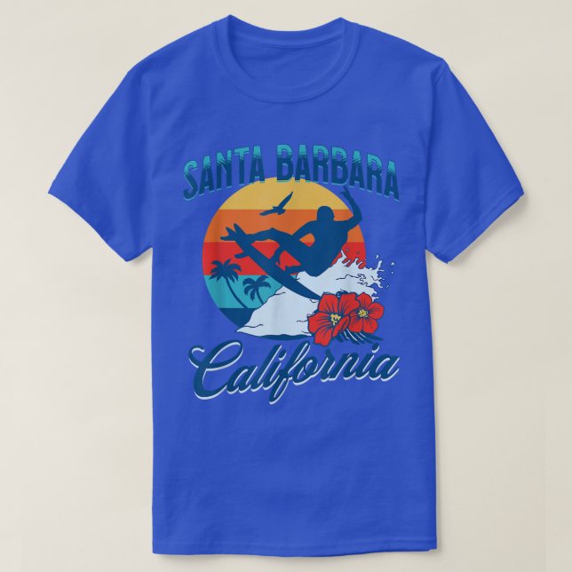 Santa Barbara California Beach Surfing Summer Vaca T-Shirt (Design Front)