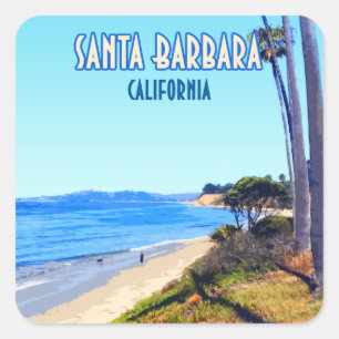 Santa Barbara California Butterfly Beach Montecito Square Sticker