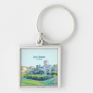 Santa Barbara California Courthouse Watercolor  Key Ring
