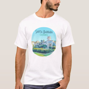 Santa Barbara California Courthouse Watercolor T-Shirt
