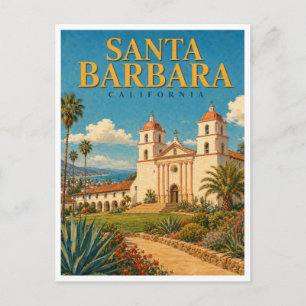 Santa Barbara California Mission Towers GeoSaga Postcard