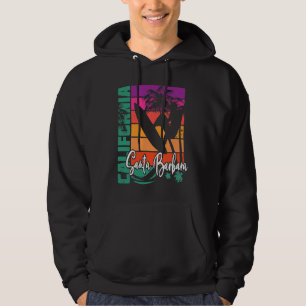Santa Barbara California Retro Sunset Beach Surf S Hoodie