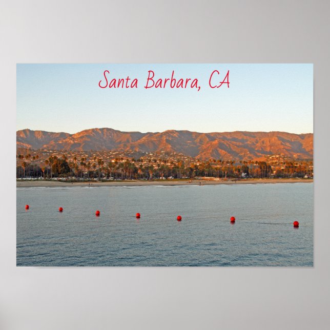Santa Barbara, California sunset mountains Poster (Front)