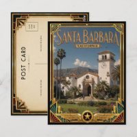 Santa Barbara California Vintage Art Deco Golden A