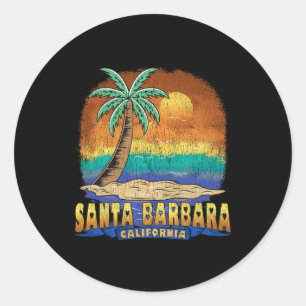 Santa Barbara California Vintage Distressed Souven Classic Round Sticker