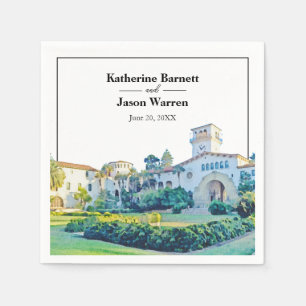 Santa Barbara Courthouse Watercolor Wedding Napkin