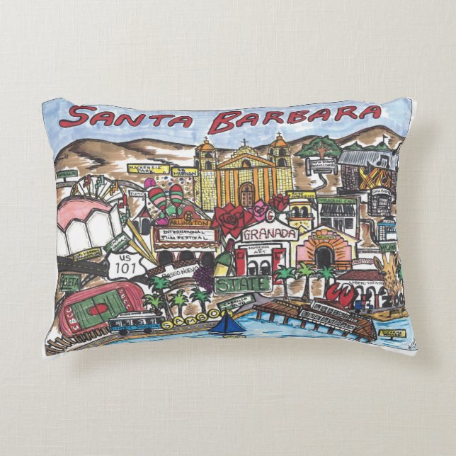 Santa Barbara Map Accent Pillow (Front)