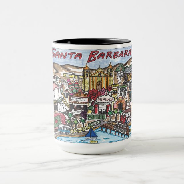 Santa Barbara Map Coffee Mug (Center)