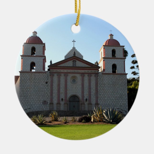 Santa Barbara Mission Ceramic Tree Decoration (Front)