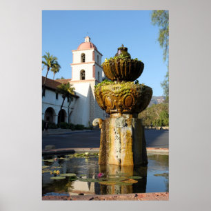 Santa Barbara Mission Fountain Poster