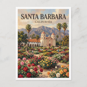 Santa Barbara Mission Rose Garden California Postcard