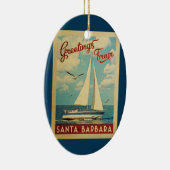 Santa Barbara Sailboat Vintage Travel California Ceramic Tree Decoration (Right)