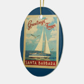 Santa Barbara Sailboat Vintage Travel California Ceramic Tree Decoration (Left)