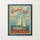 Santa Barbara Sailboat Vintage Travel California