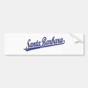 Santa Barbara script logo in blue distressed Bumper Sticker