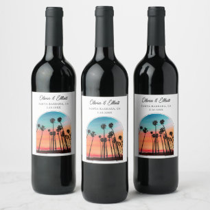 Santa Barbara Wedding Favour Personalised Wine Label