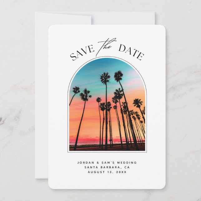 Santa Barbara Wedding Sunset Photo Save the Date  Invitation (Front)