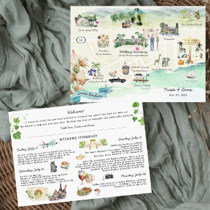 Santa Barbara   Wedding Weekend Itinerary Map Invitation