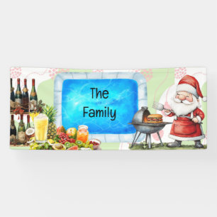 Santa Barbecue Christmas in July Pool Party Banner